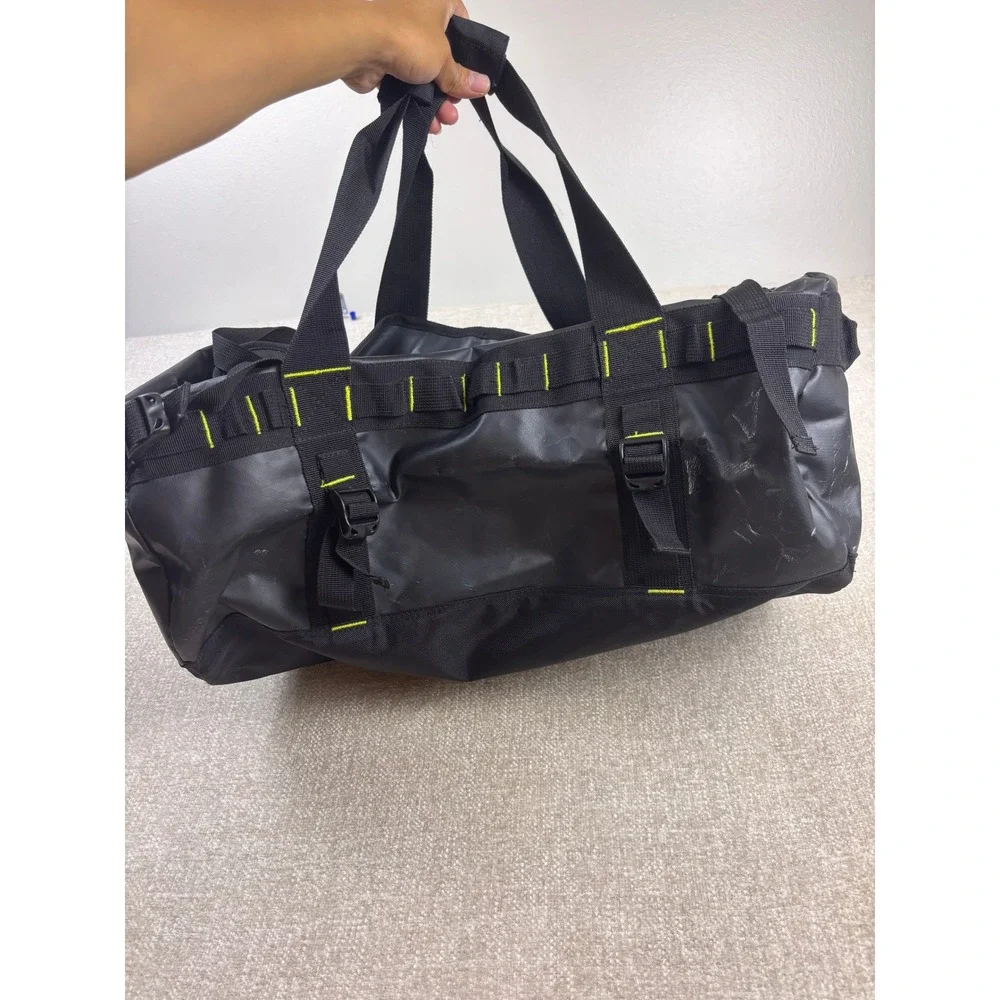The North Face Base Camp Duffel Bag Black Yellow Large Backpack Straps Travel